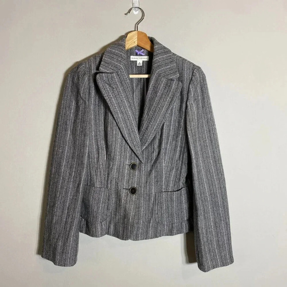 Banana Republic Wool Tweed Blazer Jacket Women's Size 8 Gray Career Formal - Picture 2 of 13